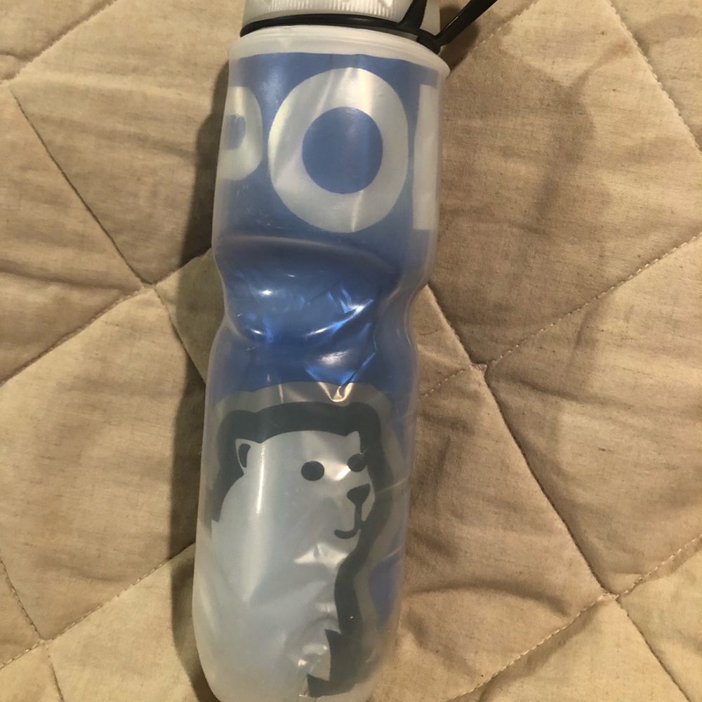 Insulated cooler drink cup 24 oz. Blue w/ bear.